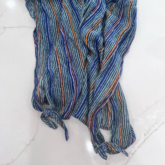 ✨Free People strapless blue & green jumpsuit w/ hint of orange - Picture 3 of 3